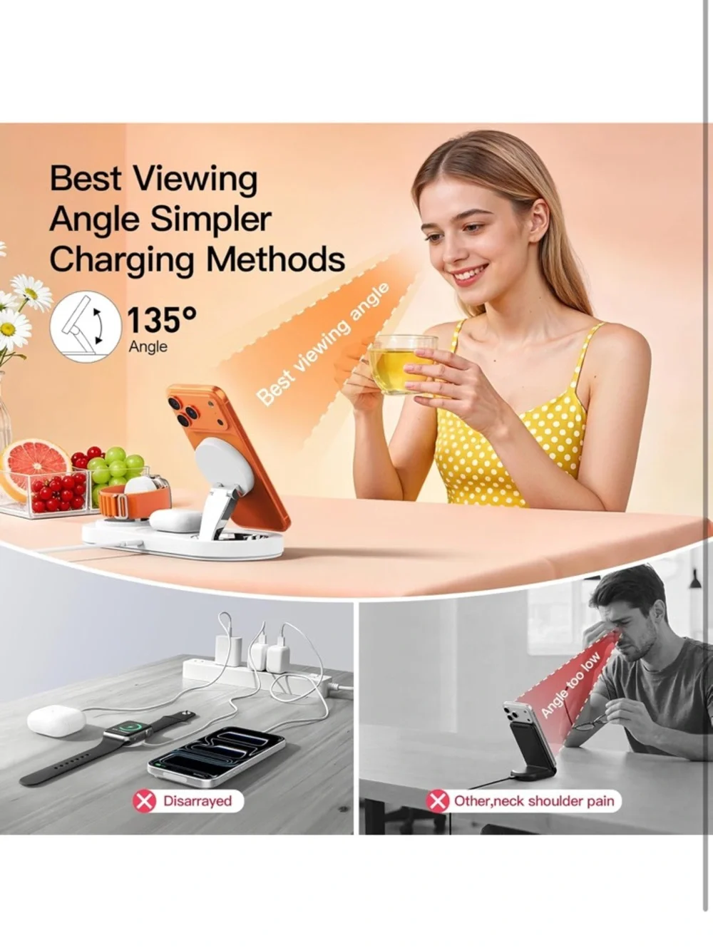 3-in-1 Wireless Charging Station for apple mag-safe charger stand